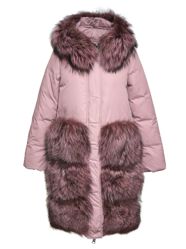 Пуховик женский B 17129 розовый