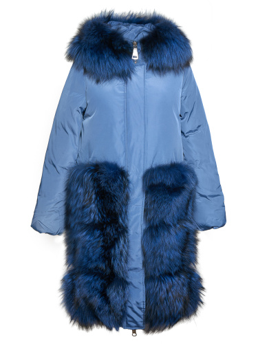 Пуховик женский B 17129 синий