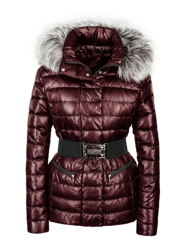 Пуховик женский VERONIKA1 (бордо) чернобурка